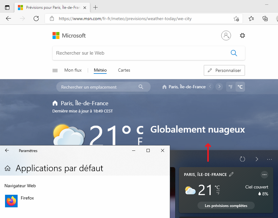 Ouverture obligatoire de Microsoft Edge depuis un Widget