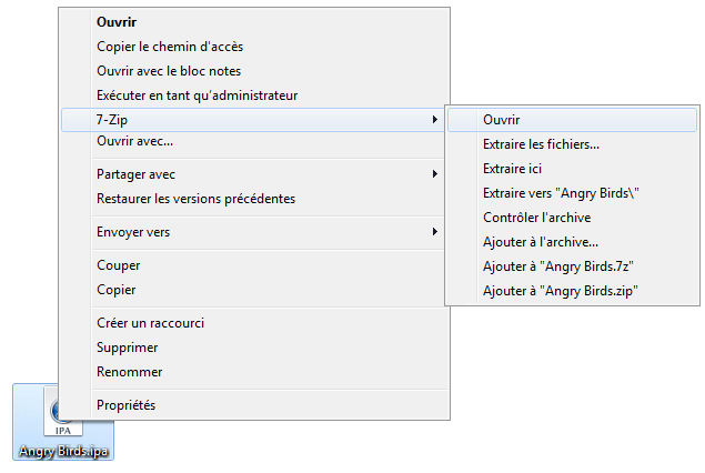 Extraction d'un jeu mobile avec 7-Zip