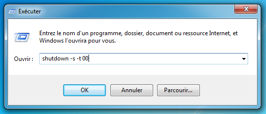 Windows 7 : Commande Shutdown