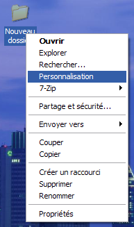 Menu contextuel Personnalisation